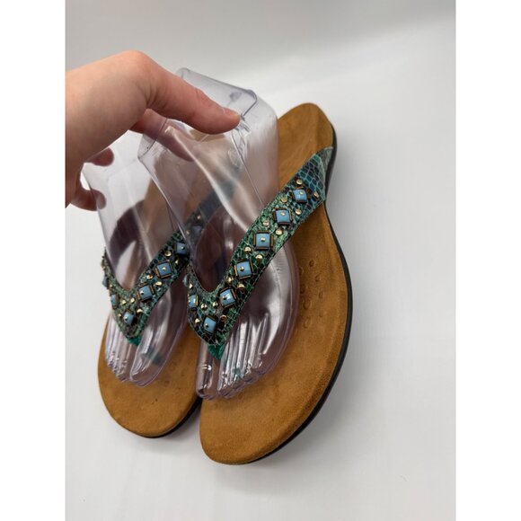 Vionic Floriana Embellished Sandals Womens 9 Snake Turquoise Jewel Flip Flop - Picture 5 of 9